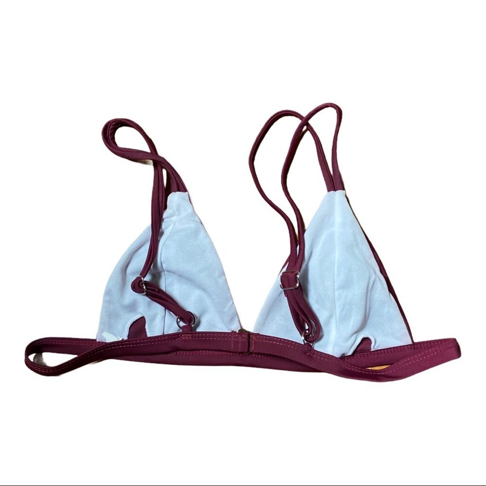 Maroon Triangle Double Strap Bikini Top Sz Medium - Picture 6 of 9